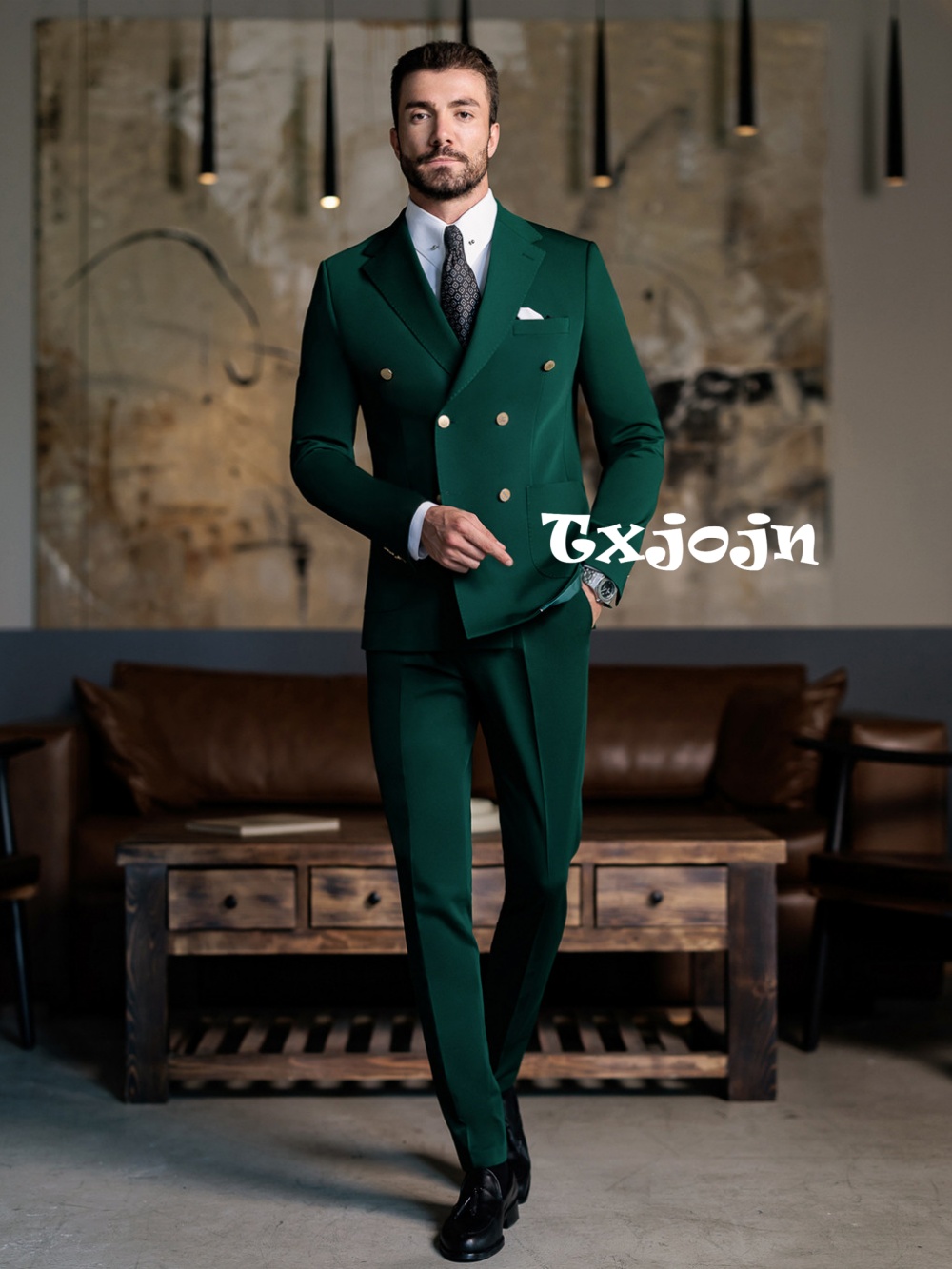 Men Formal Wear Pants - Traje Formal Verde para Hombre, Corte