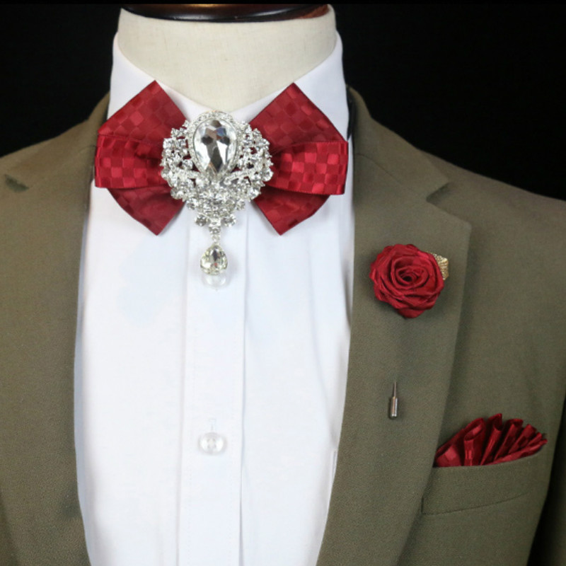 Men'S Formal Wear Bow Ties - Broche de pajarita de diamantes de