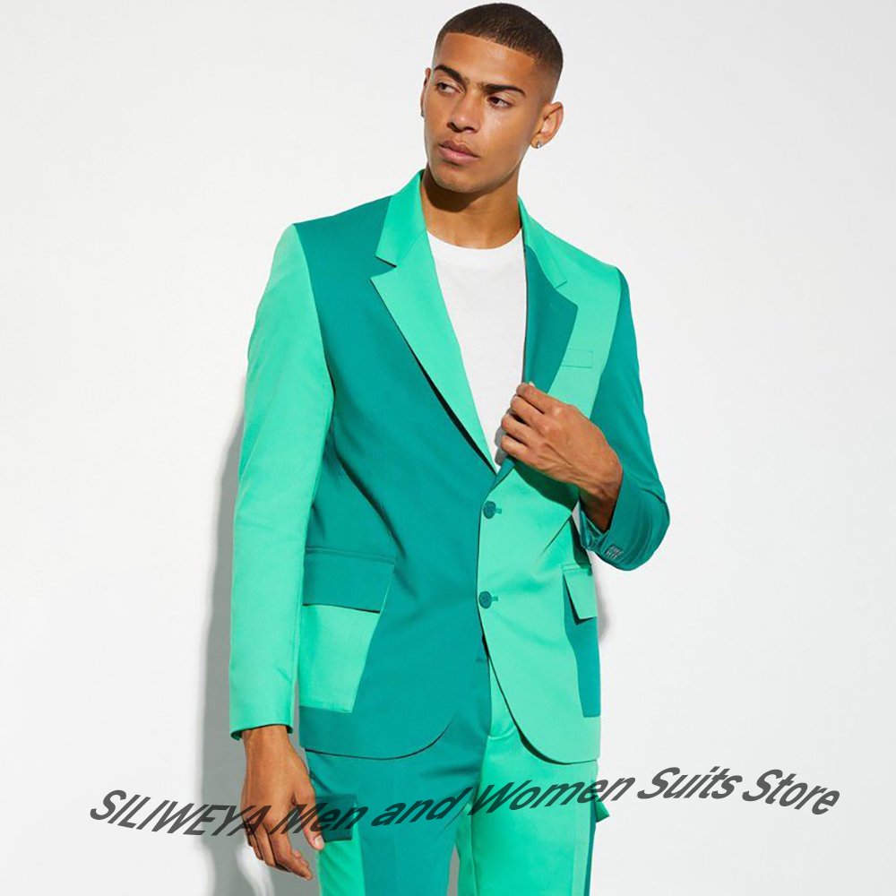 Men Formal Party Wear Dress - Conjunto de chaqueta y pantalones turquesa
