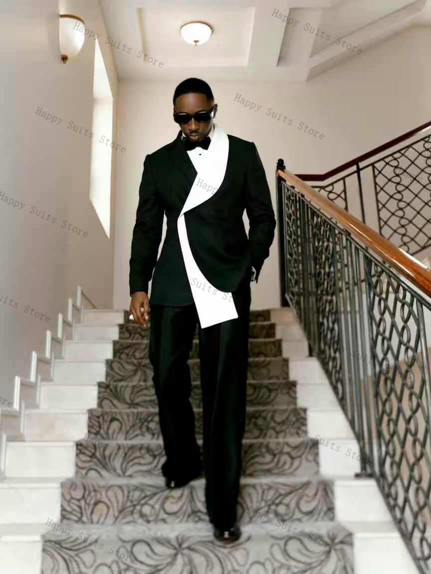 Traje de Hombre Blanco y Negro - Men Formal Wear With Coat reseña y precio