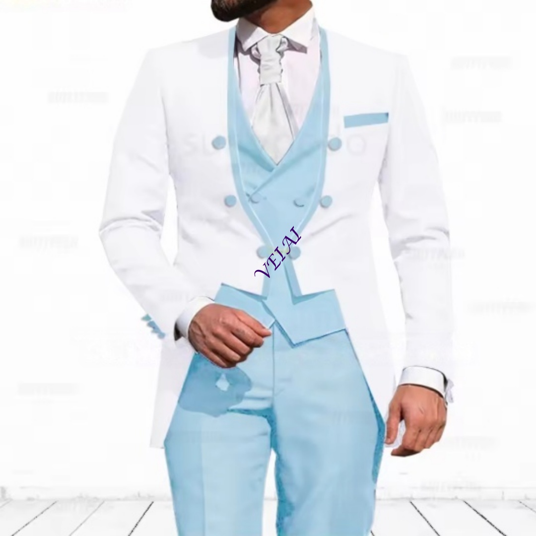 Traje de 3 Piezas Azul Cielo P - Men Formal Wear Pants reseña y precio