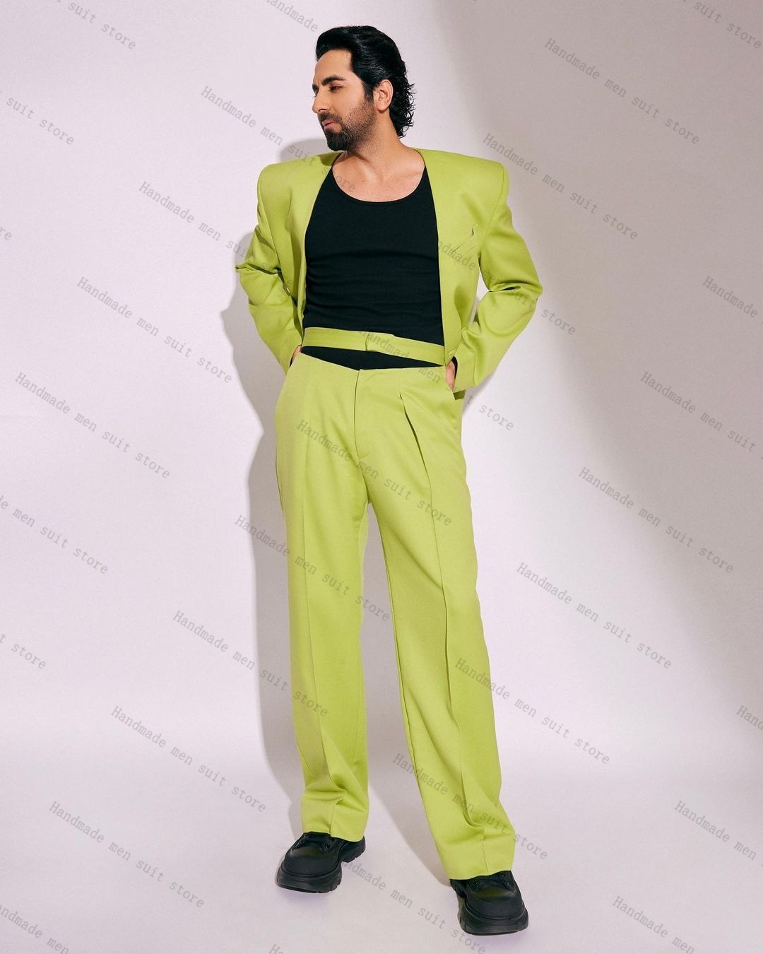 Conjunto de traje verde a la m - Men Formal Wear With Coat reseña y precio