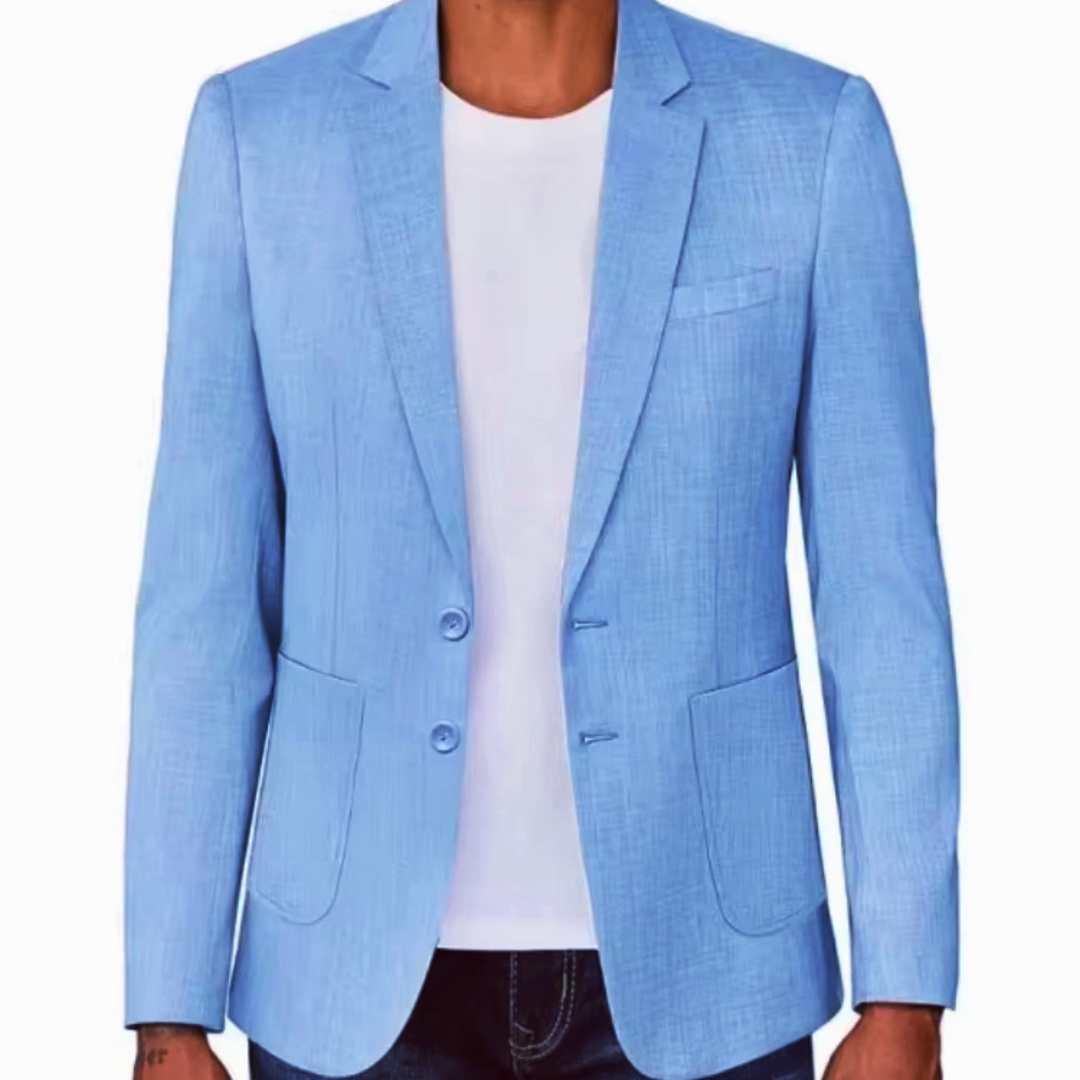 Blazer de Lino Beige/Azul para - Men Formal Wear With Coat reseña y precio