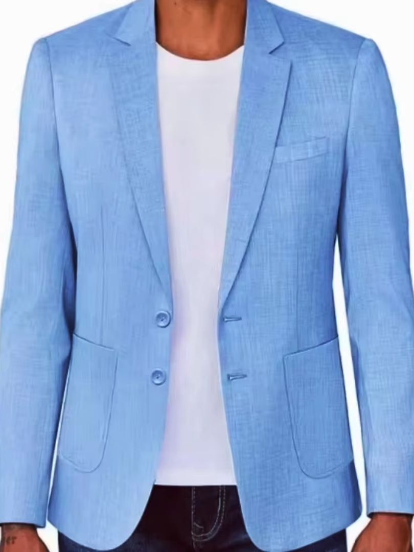 Blazer de Lino Beige/Azul para - Men Formal Wear With Coat reseña y precio