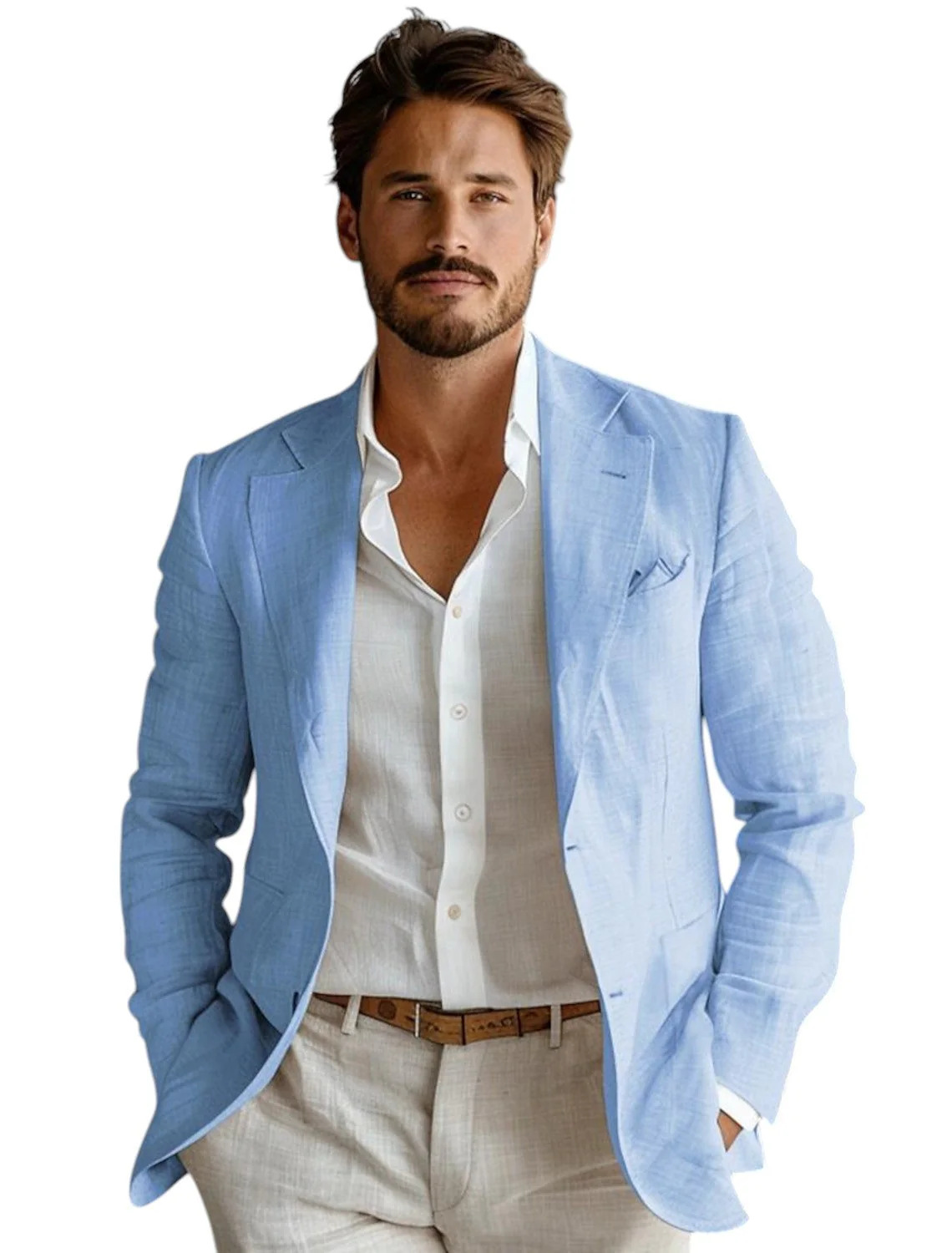 Blazer de Lino Azul para Hombr - Men Formal Wear With Coat reseña y precio